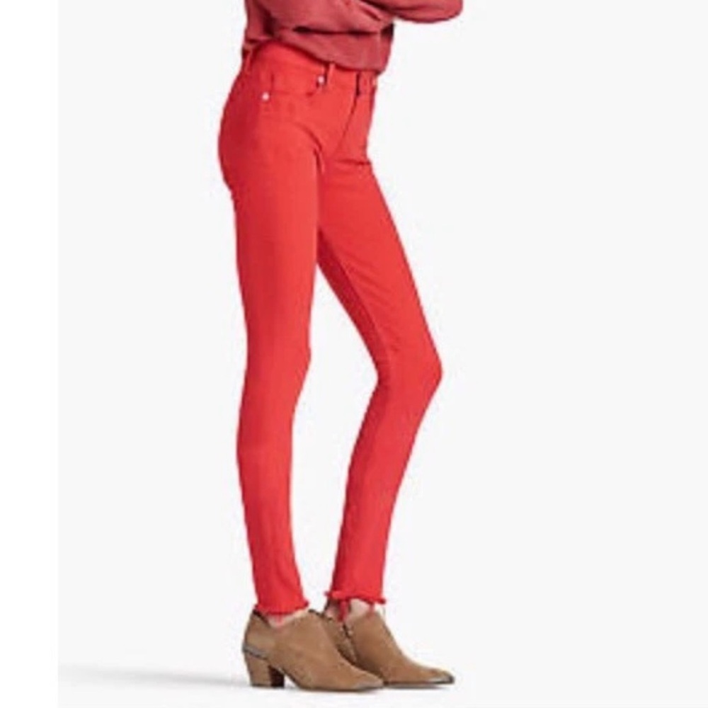 Lucky Brand Red Distressed Raw Hem Bridgette High Rise Skinny Jean 10/30